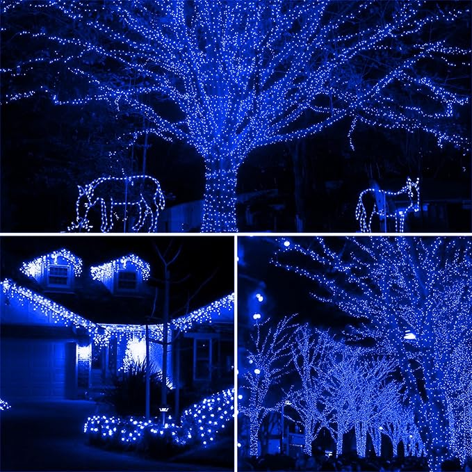 XTF2015 105ft 300 LED Christmas String Lights, End to End Plug 8 Modes Christmas Lights UL Certified Outdoor Indoor Fairy Light Christmas Tree, Patio, Garden, Party, Wedding, Holiday (Blue)