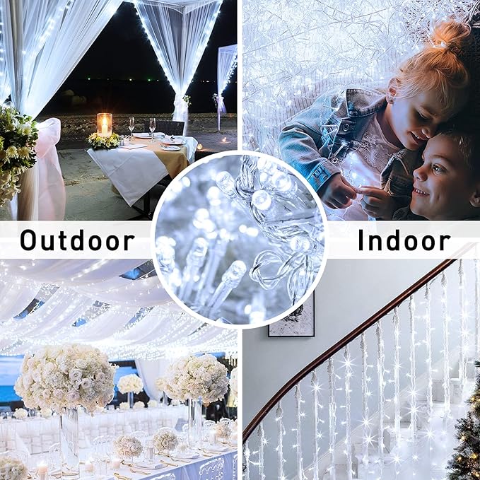 JMEXSUSS 168FT 600 LED White String Lights Outdoor Waterproof with Remote Indoor Christmas String Lights Cool White Christmas Tree Lights Plug in for Room Wedding Holiday Christmas Decorations