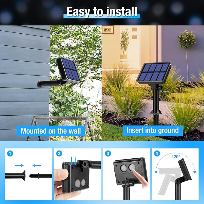 4 Pack Solar String Lights Outdoor - 320LED 132FT Solar Fairy Lights Waterproof 8 Modes, Copper Wire Solar Powered Twinkle Lights for Outside Tree Garden Christmas Wedding Party Decor, Blue White