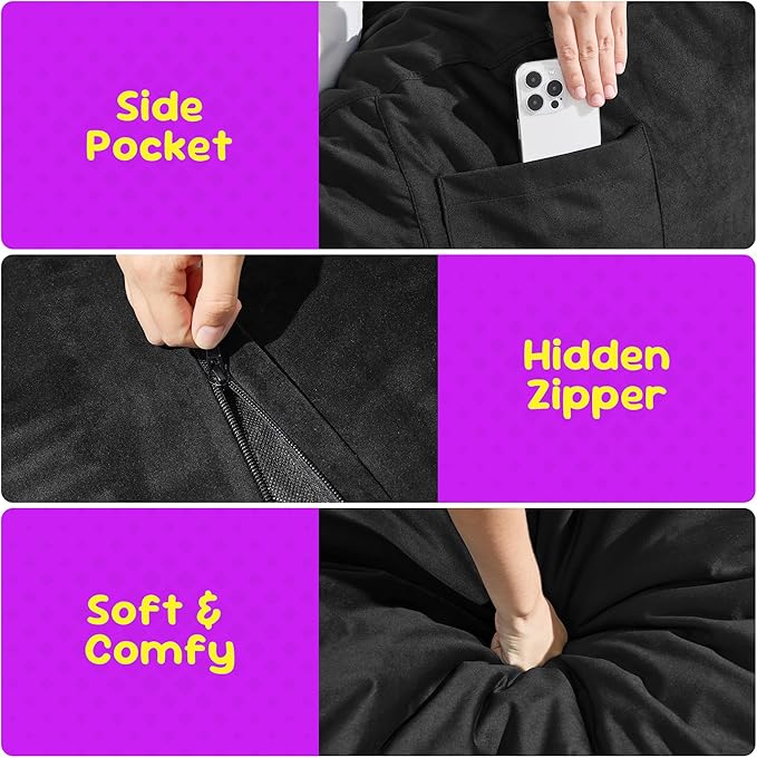 Hobestluk Bean Bag Chairs 2.5FT Bean Bag Chair with Memory Foam Filled & Machine Washable Cover,Beanbag Chair, Small Bean Bag Chairs for Playroom, Living Room, Bedroom