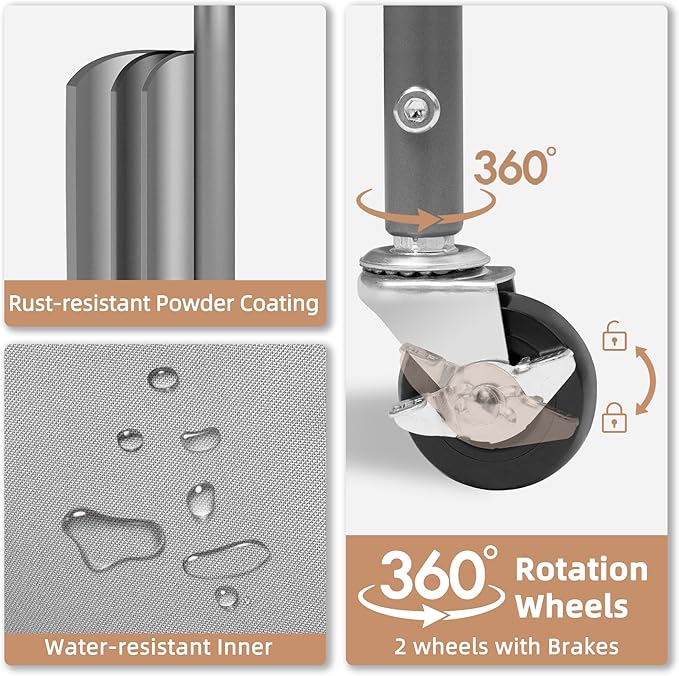 STORAGE MANIAC 80 Liters Vertical Rolling Laundry Hamper, 2 Section Laundry Sorter with Wheels and 2 Breaks, 2-tier Laundry Baskets for Small Space, Dorm, Laundry Room, Closet, Bathroom, Gray 2-tier