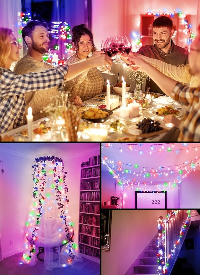 Battery Operated Christmas String Lights, 8ft 20 LED Mini Lights with Timer, Christmas Tree Lights for Indoor Outdoor Bedroom Wedding Party Holiday Xmas Decoration，Multicolor