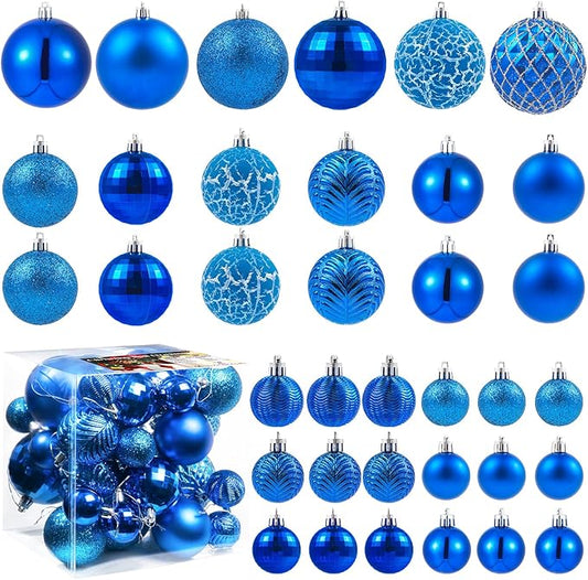 LANGXUN 36pcs Blue Christmas Tree Decorations Balls, Bolas De Navidad, 2025 Christmas Decor, Indoor Outdoor Shatterproof Christmas Ornaments, Xmars Party Wedding Suppiles