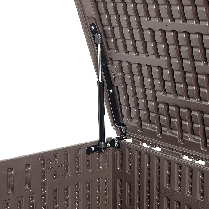 Amazon Basics Outdoor Patio Storage Box 150 Gallon Deck Box, Waterproof and Weather-resistant, Furniture Cushions Garden Tools, Brown