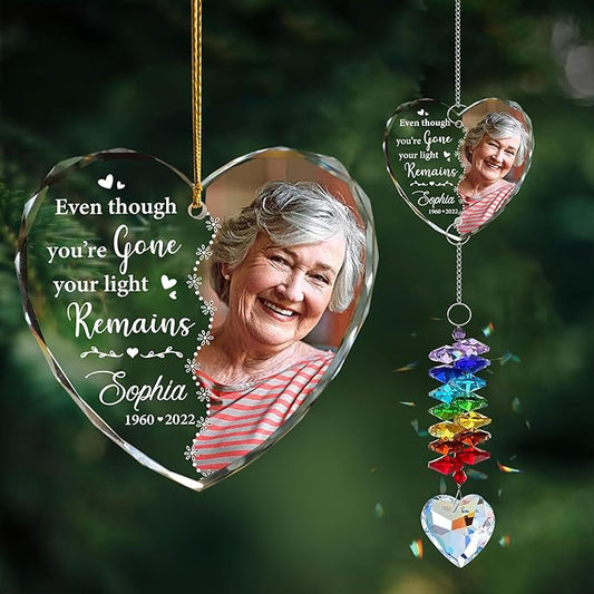 2025 Personalized Memorial Acrylic Ornament – Christmas-Birthday-Anniversary Keepsake for Loss of Loved One – Custom Photo Name Year – in Loving Memory Heart Decoration (Memorial001)