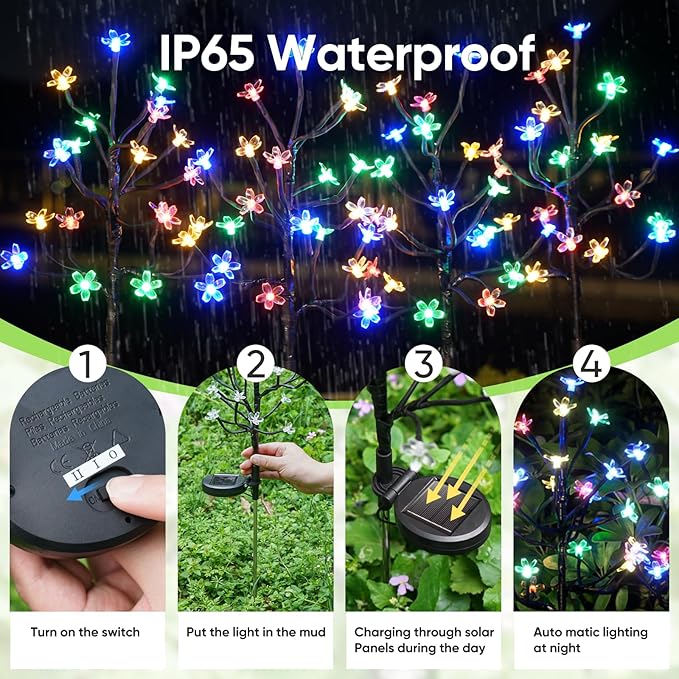 Solar Garden Lights Garden Decor, Solar Flowers Outdoor Decorative,2Pack 40LED Fairy Lights Outdoor Garden Waterproof for Outside Yard,Lawn,Patio,Pathway Decorations Gardening Gifts