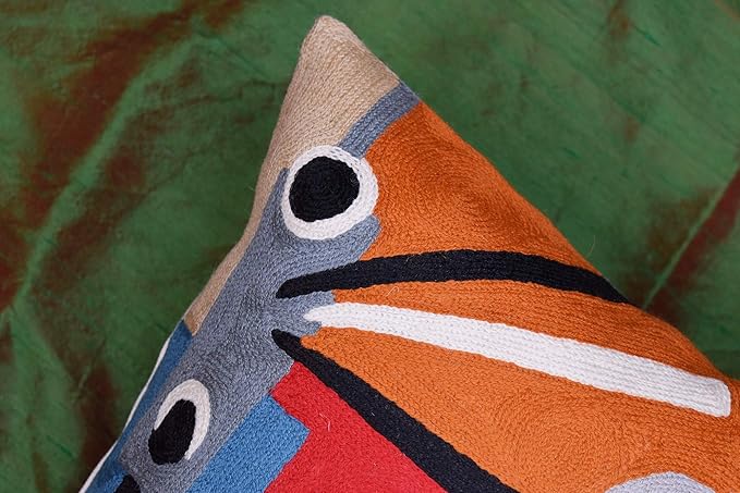 Kandinsky Modern Couch Pillow Cover Red Flow | Abstract, Contemporary, Outdoor Pillows | Mid Century Chair Cushions | Handmade Wool Size 18x18