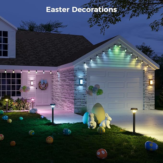 XMCOSY+ Smart Solar Lights Outdoor with Motion Sensor, 150LM APP Control RGBCW Color Changing Garden Lights Solar Powered for Yard Pathway Landscape, Waterproof, 2 Pack