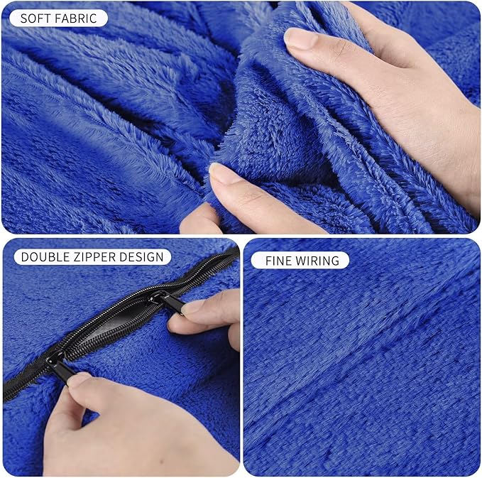 Bean Bag Chair for Adults 4FT,Soft Removable Cover for Teens/Girls Bedroom,Fluffy Giant Round Floor Beanbag Lounger Chairs (No Filler,Sapphire)