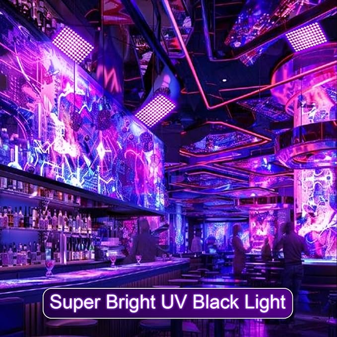 2 Pack 50W Black Lights, Blacklight Flood Light with Plug and Switch,for Glow Party, Halloween, Fluorescent Poster, Body Paint