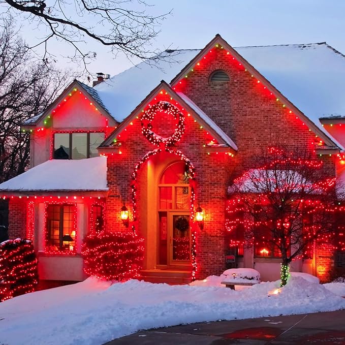 JMEXSUSS 200 LED Halloween Lights Indoor Outdoor, 66ft Connectable LED Red Christmas Lights Plug in, 8 Modes Red String Light for Halloween Tree Indoor Bedroom Garden Yard Porch House Decorations