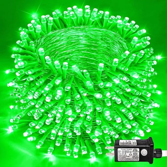 400 LED Green String Lights, 132ft Green Halloween Lights Indoor Outdoor Clear Wire 8 Modes Christmas Lights Plug in Waterproof Twinkle Fairy Lights for Room Tree Christmas Halloween Decorations