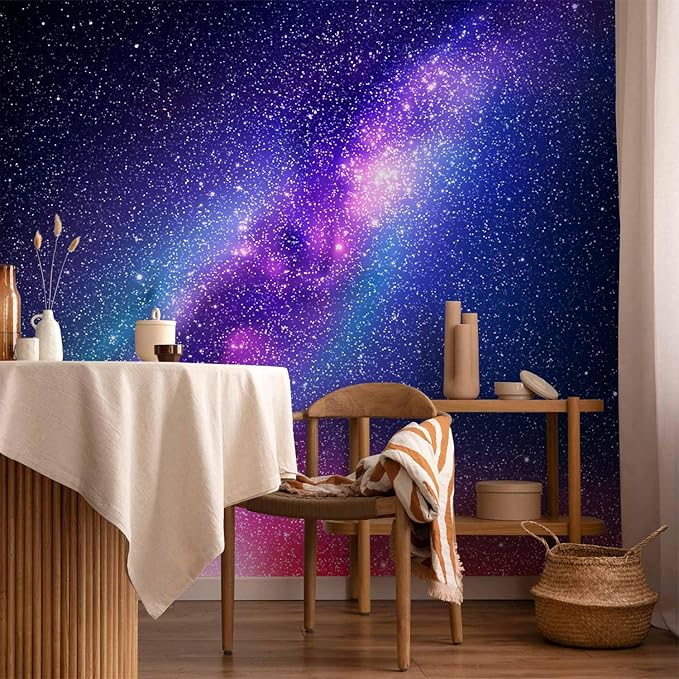 artgeist Wall Mural Galaxy 193x138 in - XXL Peel and Stick Self-Adhesive Wallpaper Removable Large Sticker Foil Wall Decor Print Picture Image Abstract Space Sky Star Cloud Violet f-C-0487-a-a