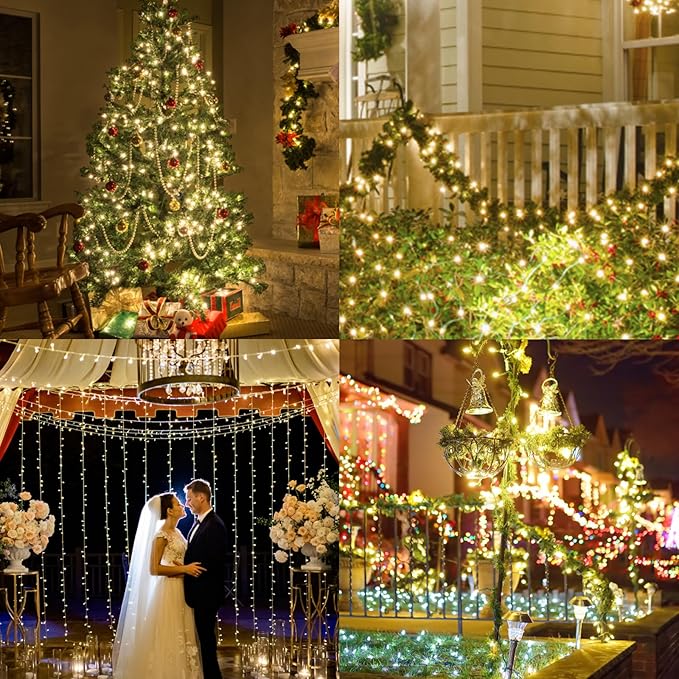 Clear Christmas Lights 50FT 200 Incandescent Bulbs Warm White Mini Lights with White Wire for Christmas Tree, Garland, Thanksgiving, Wedding, Party, Home, Indoor & Outdoor Festival Decoration