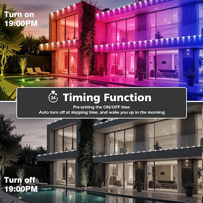 500FT Permanent Outdoor Lights Waterproof with Smart App Control Remote,DIY Scene Modes,Music Sync hronization,Eaves Lights for Garden Decor,Deck,Christmas