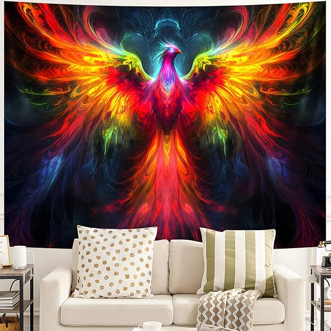 Blacklight Tapestry,WingTapestry Glow In The Dark,UV Reactive Black Light Upright Posters Wall Hanging for Bedroom Dorm Living Room Backdrop Decor (wing16, 90L" x 70W")