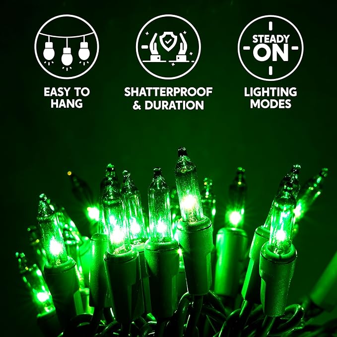 Joiedomi Green Christmas String Lights,100 Count 22.3FT Christmas Fairy Tree Lights Plug in for Indoor Outdoor Xmas Decorations Patio Holiday Theme Party Yard House,Green Wire