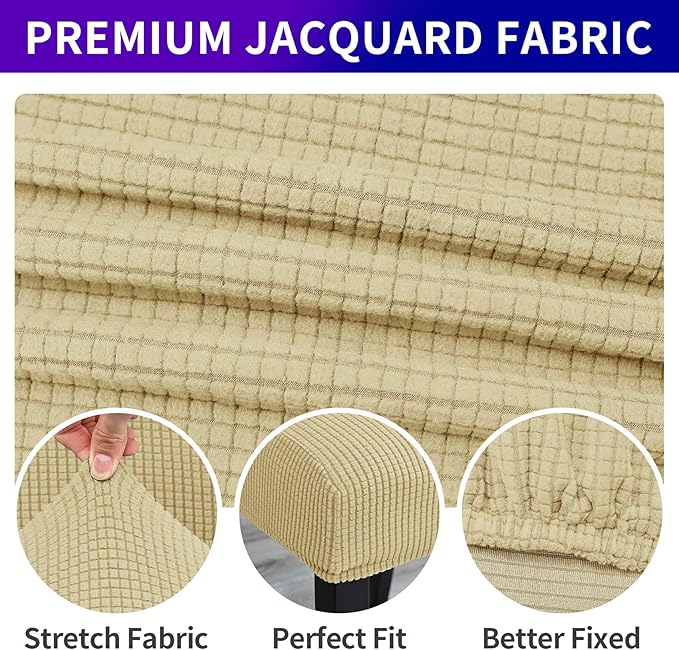 Howhic Stretch Chair Covers for Dining Room Set of 6, Removable Washable Dining Room Chair Covers, Dining Chair Slipcovers Seat Protector, Great Decoration for Home and Banquet (Champagne, 6 Pack)