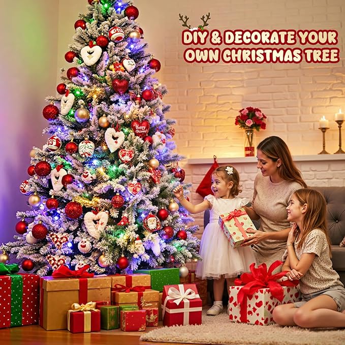 7.5FT Rotating Christmas Tree with Remote, Pre-Lit Artificial Green PE & PVC Xmas Tree, Multicolor LED Lights with Music & Flash Modes, Deluxe Holiday Home Decor