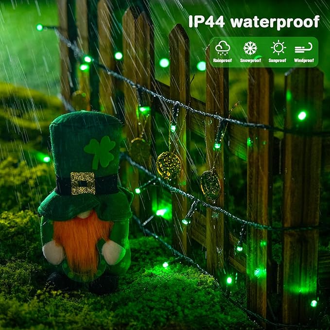 JMEXSUSS 200 LED Halloween Lights Outdoor, 66ft Connectable Green String Lights Plug in, 8 Modes Waterproof Green Christmas Lights for Outside, Indoor, Yard, St Patrick's Day, Xmas, Halloween Decor