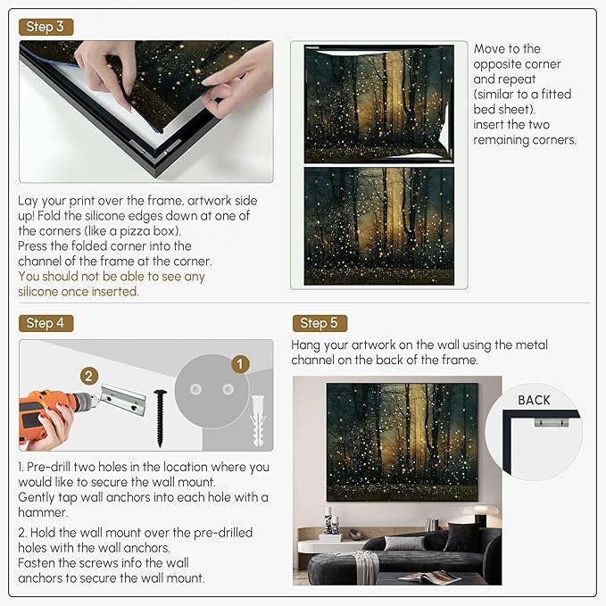 SIGNWIN 60"x72" Extra Large Framed Wall Art Magical Firefly Forest at Twilight, Enchanted Nature Scene for Home Living Room Bedroom Decor (Frame Assembly Required)