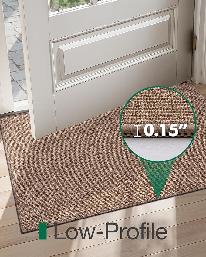 LUMI Indoor Door Mat 36"x56", Ultra Thin Low Profile Non-Slip Doormat for Home Entrance, Absorbent & Stain-Resistant Welcome Mats, Washable Entryway Mat for Front Door, Patio, Porch, Camel