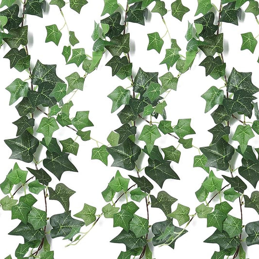RECUTMS 6 Strands Artificial Vines Ivy Garland 6.4Ft Fake Vine with Silk Green Leaves Ivy Vines Faux Hanging Plants Greenery Decoration Vines for Home Wall Wedding Room Indoor Outdoor Decor(lvy)