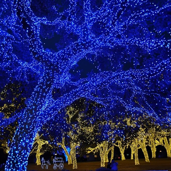 Dazzle Bright Outdoor Christmas String Lights, 1000 LED 328 FT Plug in Fairy Light with Remote Control 8 Modes & Timer, Waterproof Decoration for Home Garden Yard Xmas Wedding, Blue