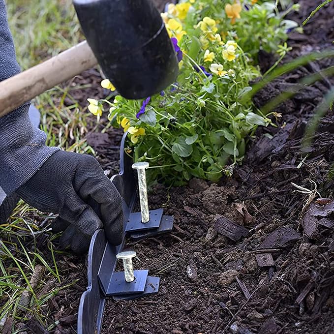 50/100/150 Pack 6" Solid Galvanized Non-Rust Metal Garden Stakes Spiral Landscape Edging Anchors for Paver Edging, Gardening, House Construction, etc (50)