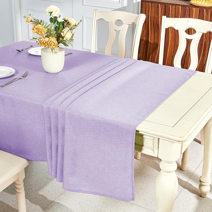 IVAPUPU Textured Linen Table Cloth for Rectangle Table - Purple Tablecloths Rectangular Waterproof Wrinkle Free Wipeable Dining Table Cover for Spring Wedding Birthday Kitchen Decor, 60 x 120 Inch
