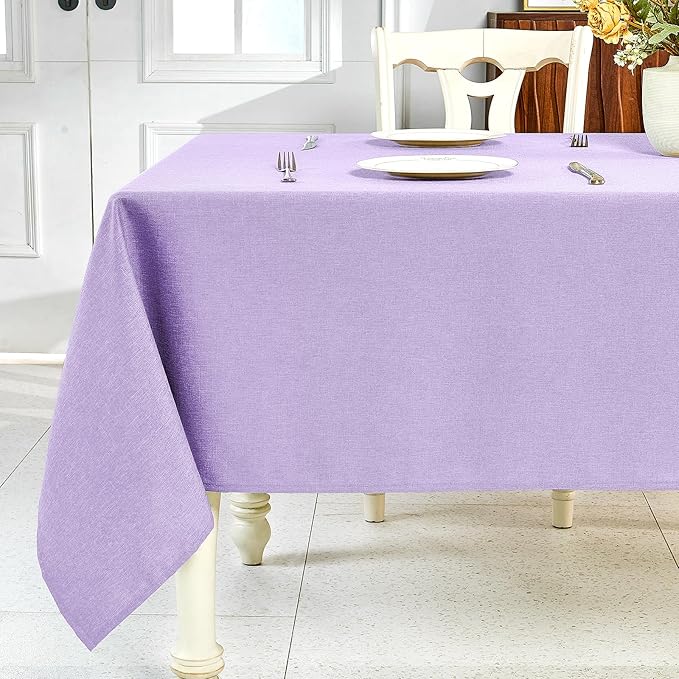 IVAPUPU Textured Linen Table Cloth for Rectangle Table - Purple Tablecloths Rectangular Waterproof Wrinkle Free Wipeable Dining Table Cover for Spring Wedding Birthday Kitchen Decor, 60 x 120 Inch