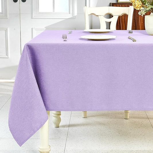 IVAPUPU Textured Linen Table Cloth for Rectangle Table - Purple Tablecloths Rectangular Waterproof Wrinkle Free Wipeable Dining Table Cover for Spring Wedding Birthday Kitchen Decor, 60 x 120 Inch