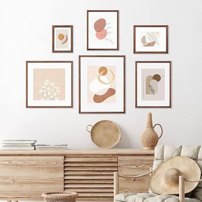 11x14 Picture Frame Natural Solid Walnut Photo Frames with 8x10 Removable Mat Wall Hanging Large Handcrafted Frame with HD Plexiglass Wall and Tabletop Display Large Poster Frame