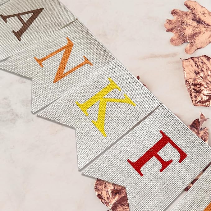 Doumeny Thankful Burlap Banner Fall Thanksgiving Banner Garland Autumn Maple Leaves Bunting Garland Thanksgiving Party Hanging Flag Harvest Bunting Flag for Home Wall Mantel Fireplace Farmhouse Decor