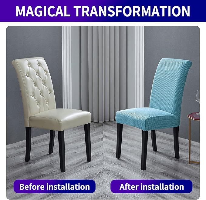 Howhic Stretch Chair Covers for Dining Room Set of 2, Removable Washable Dining Room Chair Covers, Dining Chair Slipcovers Seat Protector, Great Decoration for Home and Banquet (Dusty Blue, 2 Pack)