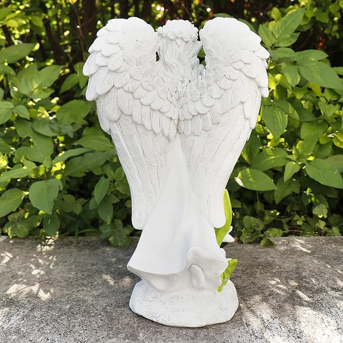 Solar Angel Garden Statue, Angel Figurine Outdoor Decor with Warm White Solar Lantern Garden Angel Figurine Outdoor Statue Waterproof Angel Sculpture Lawn Yard Art Patio Ornament Housewarming Gift