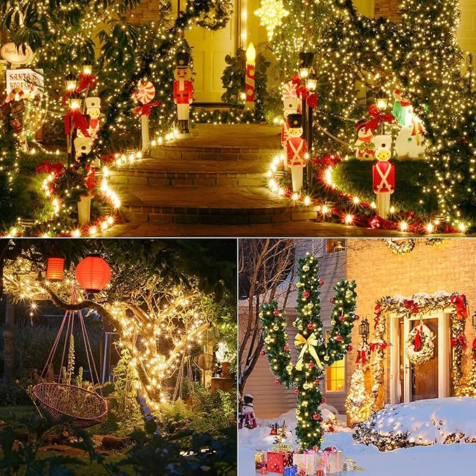 Brizled 33ft 100 LED Christmas Tree Lights - Steady On Only, 5mm Wide Angle, Connectable 120V UL Certified Warm White Lights for Xmas Tree, Party, Indoor/Outdoor