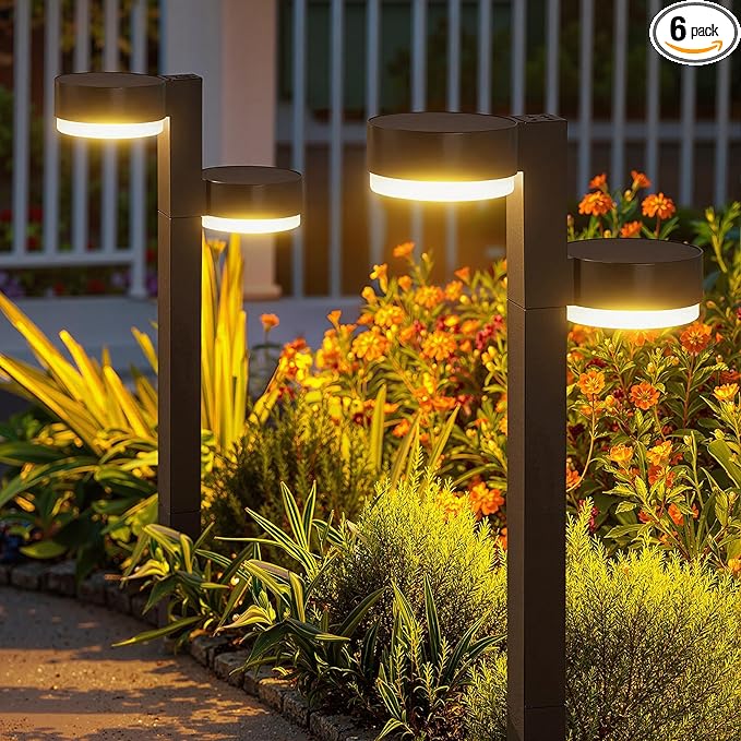 Solar Pathway Lights Outdoor Waterproof, 6 Pack with 12 Head Solar Lights Outdoor Super Bright Up to 12Hrs, Auto On/Off Garden Light for Yard Patio Path Walkway Driveway Outside Decor