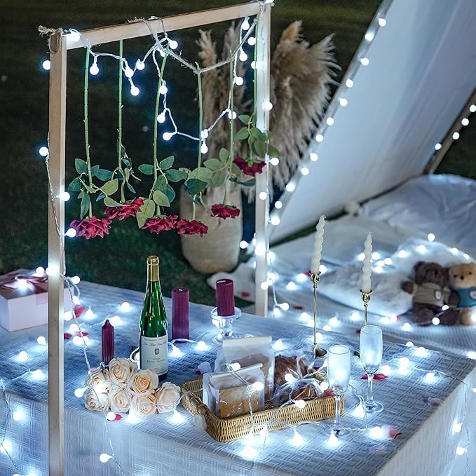 JMEXSUSS 100ft Globe String Lights Indoor Outdoor Waterproof, 200 LED White Christmas Fairy Lights Plug in with Remote, Connectable Hanging Lights for Bedroom Tent Camping Patio Wedding Garden Decor