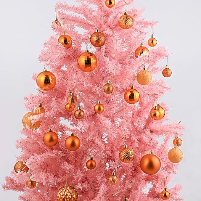 LANGXUN 36pcs Copper Orange Christmas Tree Decorations Balls, Bolas De Navidad, 2025 Christmas Decor, Indoor Outdoor Shatterproof Christmas Ornaments, Xmars Party Wedding Suppiles
