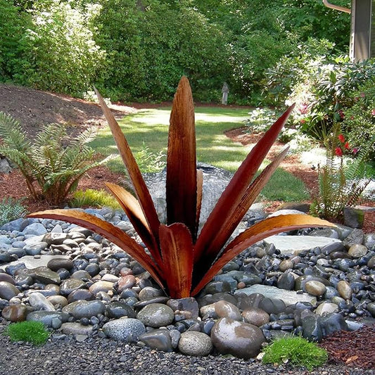 DIY Metal Agave Plant Art Yard Tequila Art Sculpture, Tequila Rustic Garden Sculpture Statue Outdoor Decor,Agave Metal Plants for Yard, Garden Lawn Ornaments (9 Leaves -Yellow)
