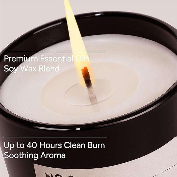 Amber & Rose Luxury Scented Candles, 9oz Soy Wax Candles for Home Scented, Rose, Wood, Amber Scent, Long Burning Time, Gifts for Women, Friends, Men, Sister, Mom, Teacher