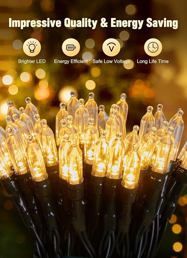 Battery Operated Christmas String Lights, 8ft 20 LED Mini Lights with Timer, Christmas Tree Lights for Indoor Outdoor Bedroom Wedding Party Holiday Xmas Decoration，Warm White（4 Pack）