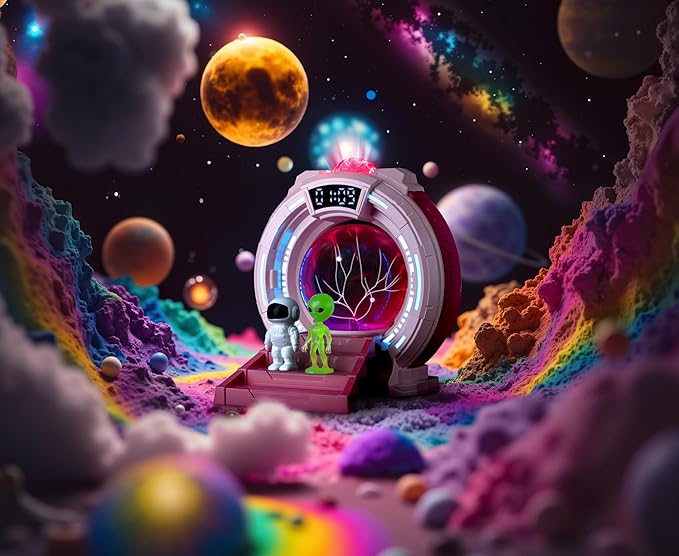 Plasma Ball Night Light,Space Girl's Room Party Aurora Projector LED Alien Veins Lamp,White Noise,Clock,Remote Control,Bluetooth Speaker,Adults,Kids' Room Decor Lamps,Christmas,Birthday Gift(Pink)