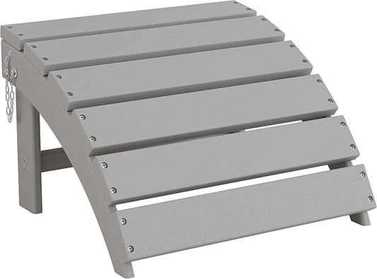Sundale Outdoor Folding Plastic Adirondack Ottoman, All-Weather Adirondack Chair Footrest, Fade and Rust Resistant, Perfect for Outside Patio Garden Pool Yard Grey
