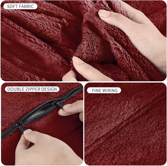 Bean Bag Chair for Adults 4FT,Soft Removable Cover for Teens/Girls Bedroom,Fluffy Giant Round Floor Beanbag Lounger Chairs (No Filler,Claret)