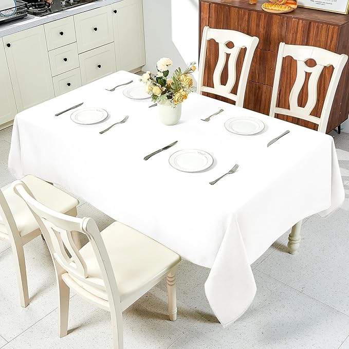 IVAPUPU Textured Linen Table Cloth for Rectangle Table - Waterproof Fabric Tablecloth Rectangular Wrinkle Free Wipeable Dining Cover for Wedding/Birthday/Party Decor, 60 x 120 Inch