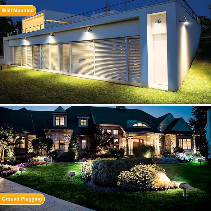 Fabrito 72 LEDs Solar Spot Lights Outdoor Waterproof, 3 Modes Landscape Spotlights, Dusk to Dawn Solar Powered Flood Wall Lights for Outside, Solar Garden Lights for Yard Porch 2 Pack (Warm White)