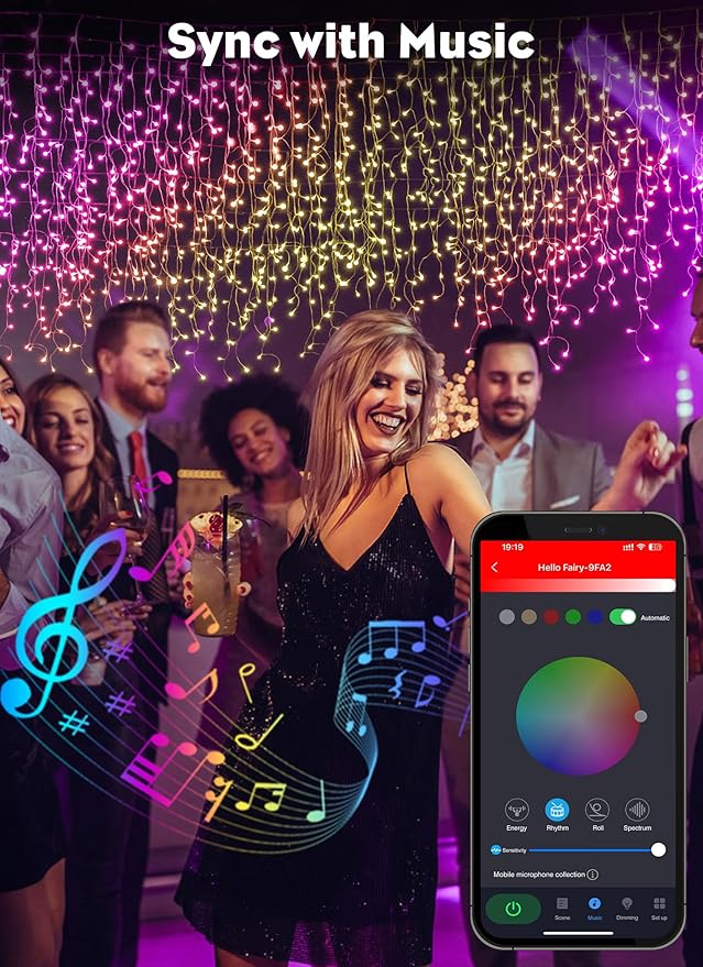 Brightown Smart Icicle Lights for Outside, 66Ft 608 LED RGB Smart Christmas Lights with 58 Preset Modes, App or Remote Control, Music Sync, Memory and Timer Function for Indoor/Outdoor Use