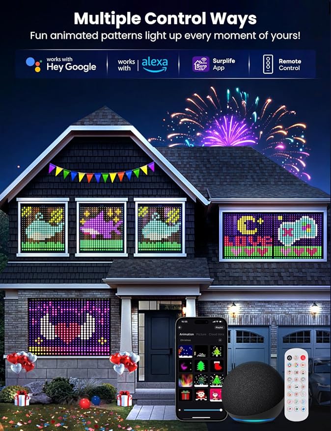 Smart LED Curtain Lights, RGB+IC Color Changing Holiday Wall Lights, 3.3x3.3ft 400 LEDs, Indoor Dynamic DIY String Lights, APP Remote Control, for Bedroom, Living Room, Window Decor, Party, Wedding